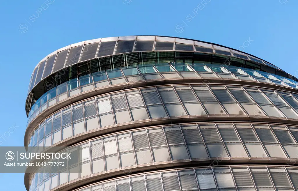 Facade of London City Hall, Greater London Authority or GLA Building, designed by Norman Foster