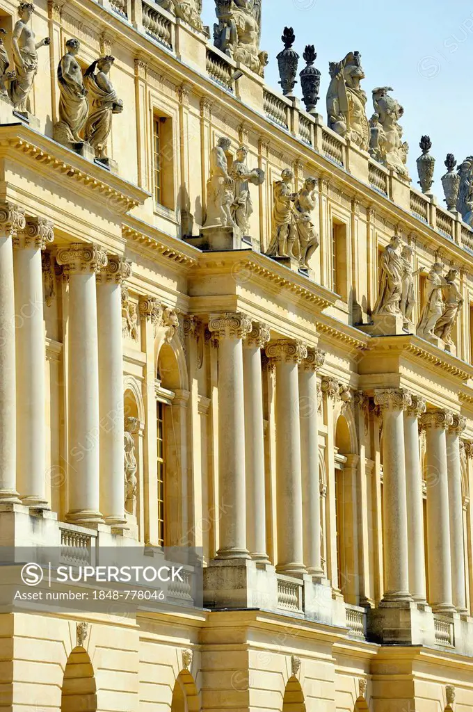 Statues and columns at the Palace of Versailles