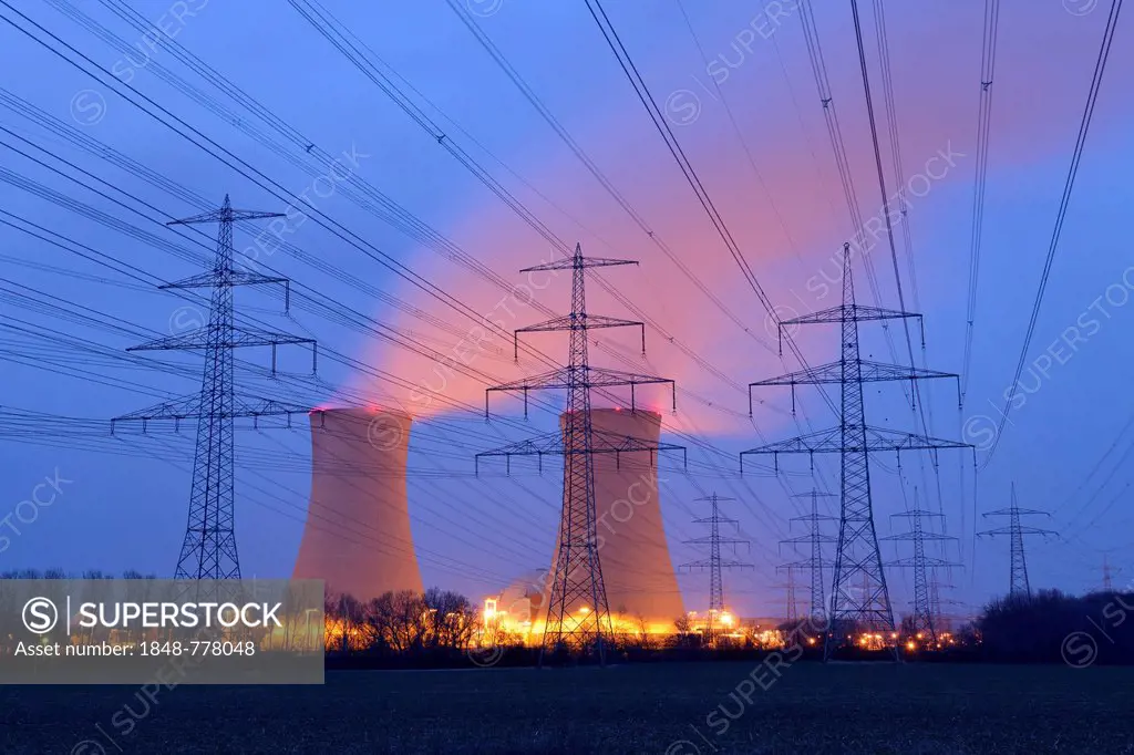 Grafenrheinfeld Nuclear Power Plant at dusk
