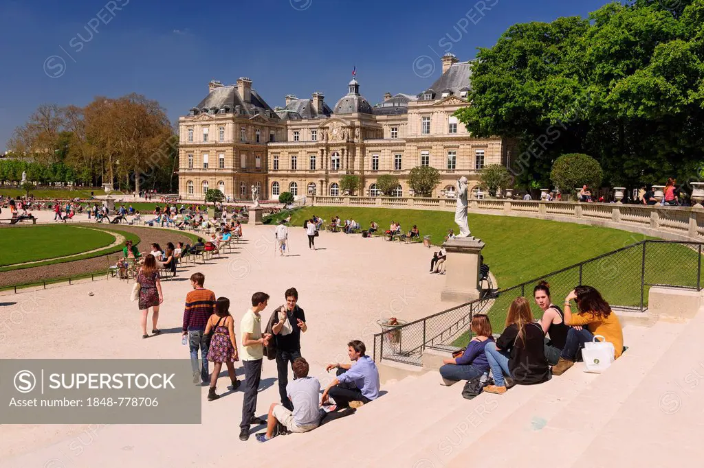 Palais du Luxembourg, Luxembourg Palace in the Jardin du Luxembourg, seat of the French Senate