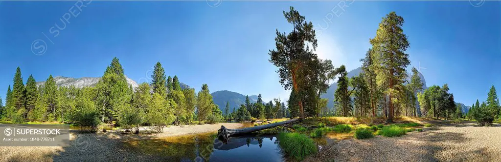 360° panoramic view of Yosemite Valley the with Merced River