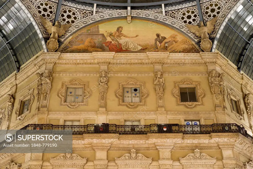 Fresco representing Africa in a lunette of the dome of Galleria Vittorio Emanuele II, opened on 15 September 1867, architect Giuseppe Mengoni