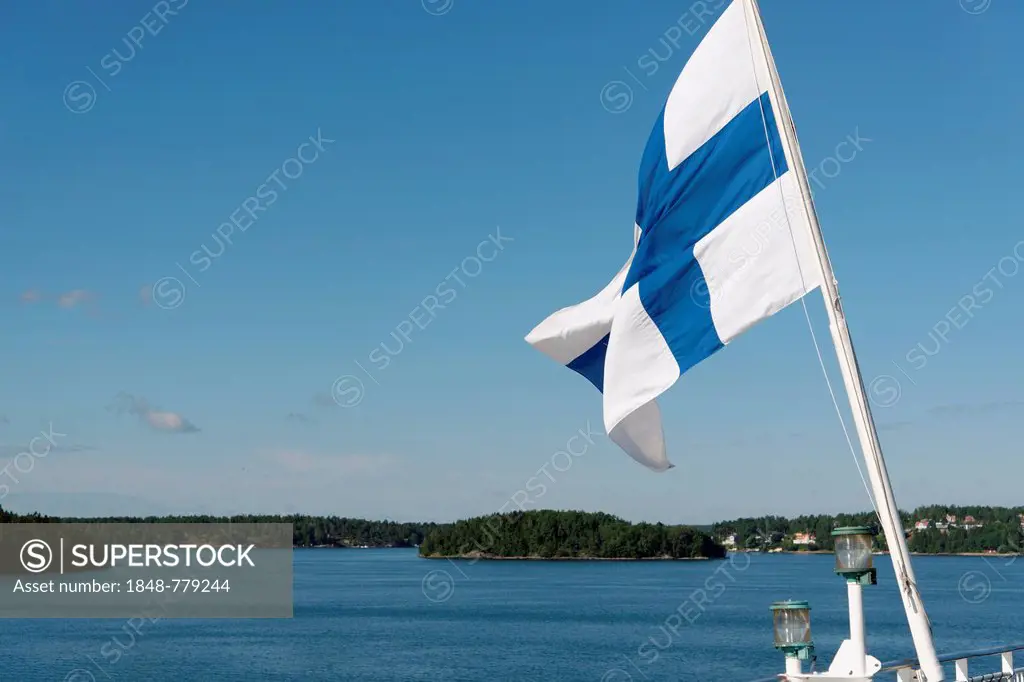 Flag of Finland on a skerry