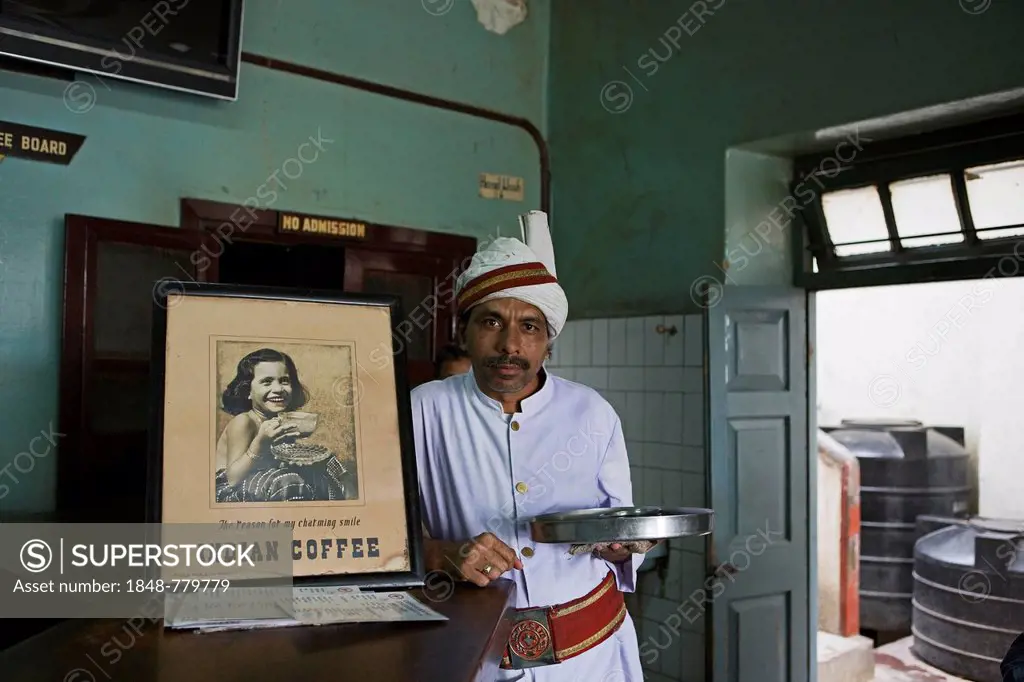 Indian coffee house, the waiters still wear uniforms from the British colonial period