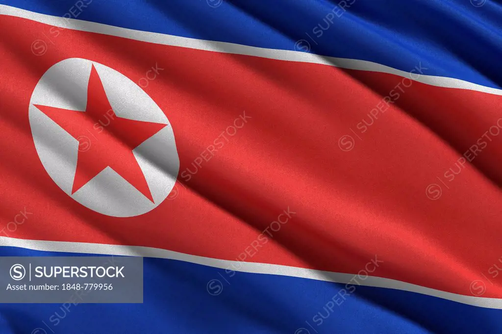 Flag of North Korea flying in the wind