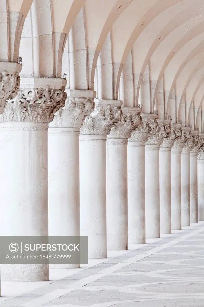 Portico of Doge's Palace from St. Mark's Square