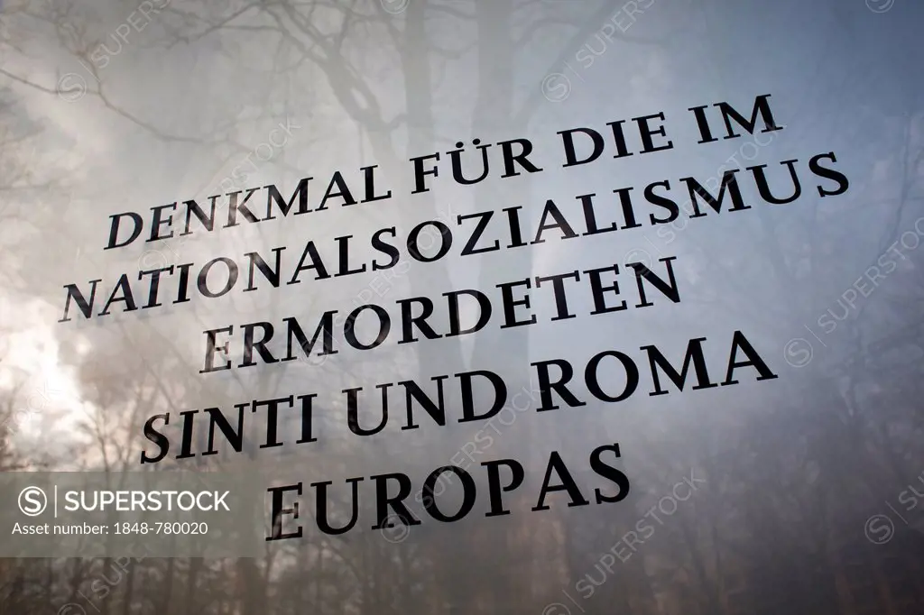 Denkmal fuer die im Nationalsozialismus ermordeten Sinti und Roma Europas, German for memorial to the murdered Sinti and Roma in Europe by the Nazis, ...