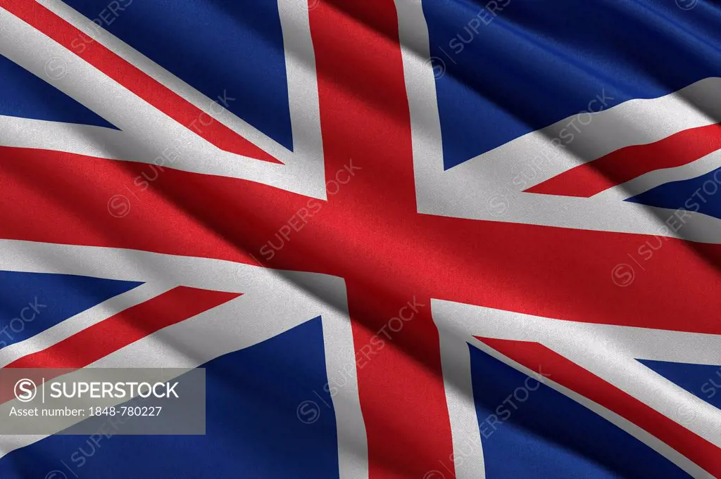 National flag of the United Kingdom waving in the wind