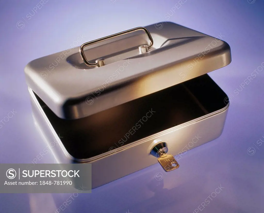 Half-open metal cash box