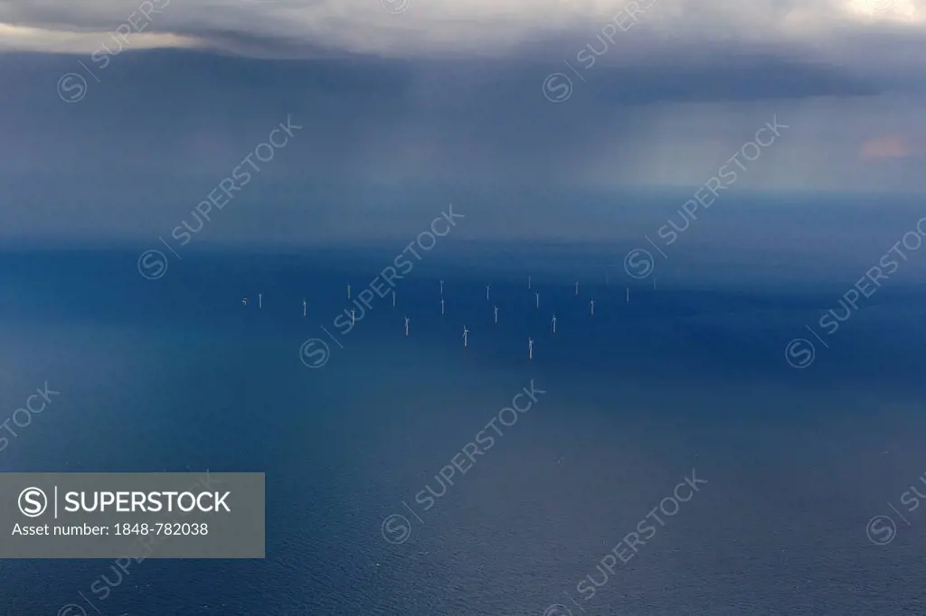 Aerial view, EnBW Baltic 1 offshore wind farm in the Baltic Sea