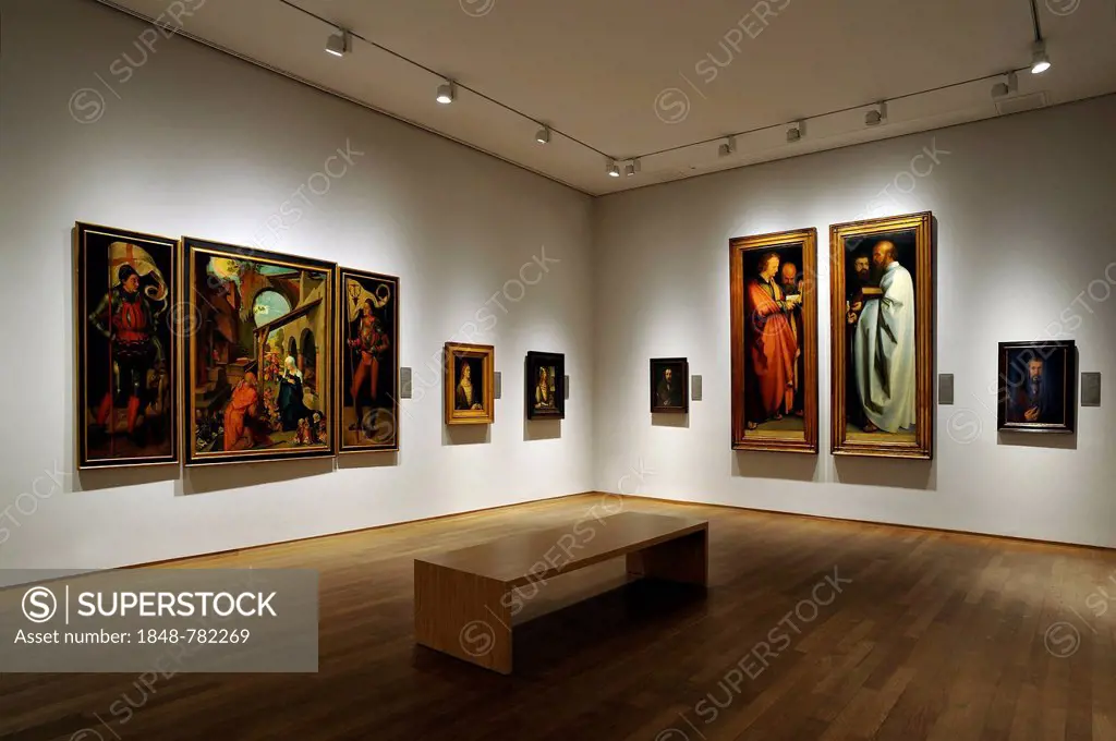 Exhibition space with replicas of famous paintings by Albrecht Duerer, Albrecht Duerer House