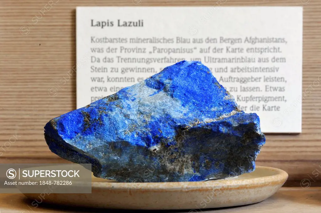 Lapis lazuli, blue shiny mineral mixture for the production of paints, Albrecht Duerer House