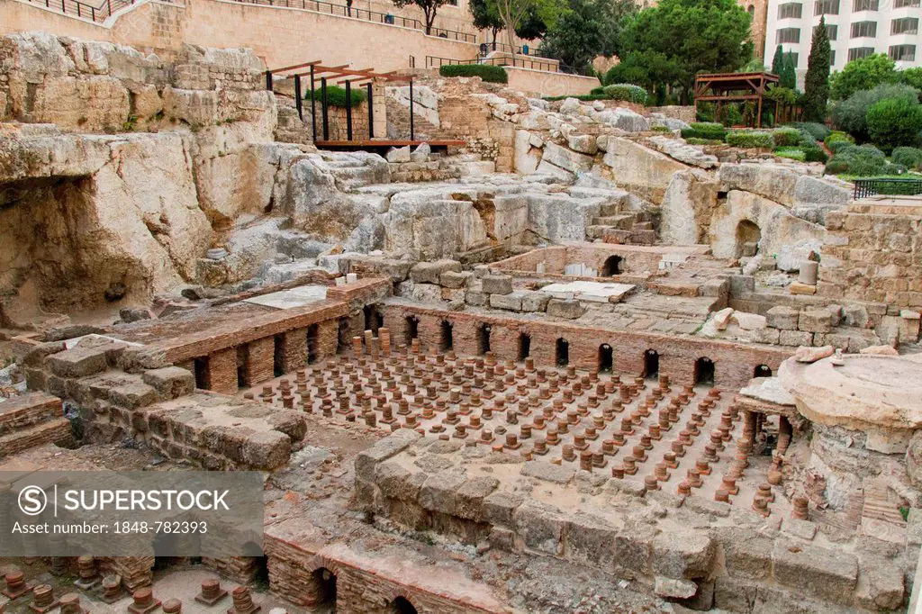Foundations of the Roman baths, archaeological excavation site