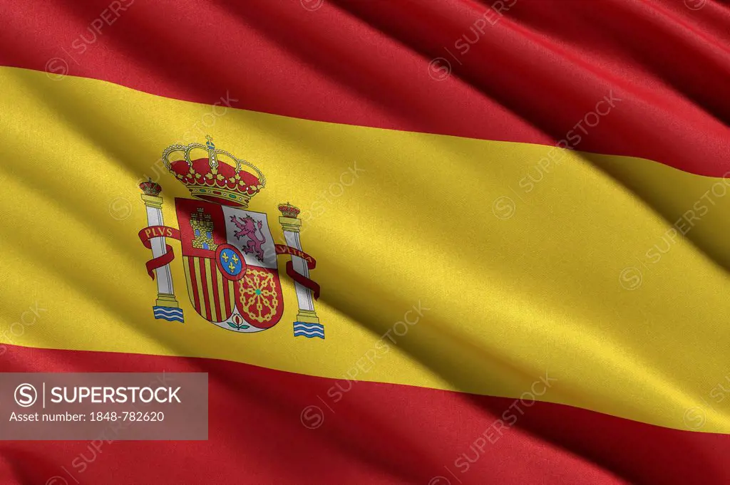 National flag of Spain waving in the wind