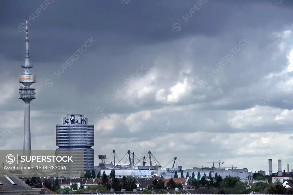 Olympic Tower, BMW Headquarters and Olympic Stadium, stormy mood