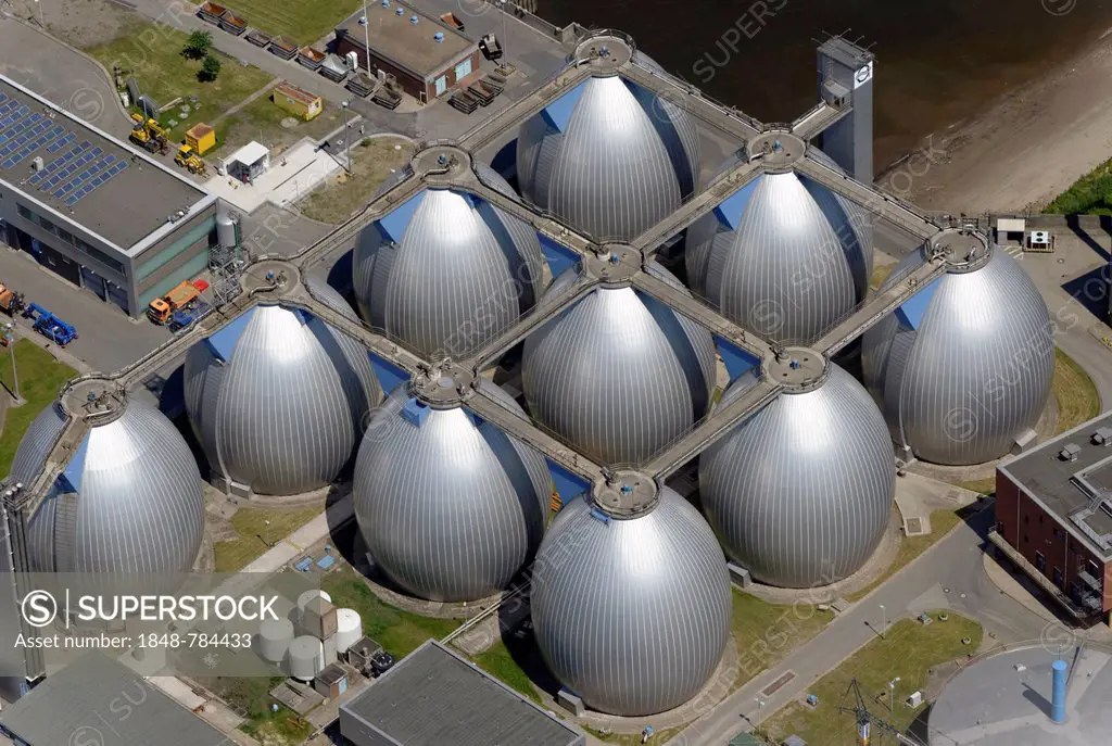 Aerial view, Koehlbrandhoeft sewage treatment plant, septic tanks