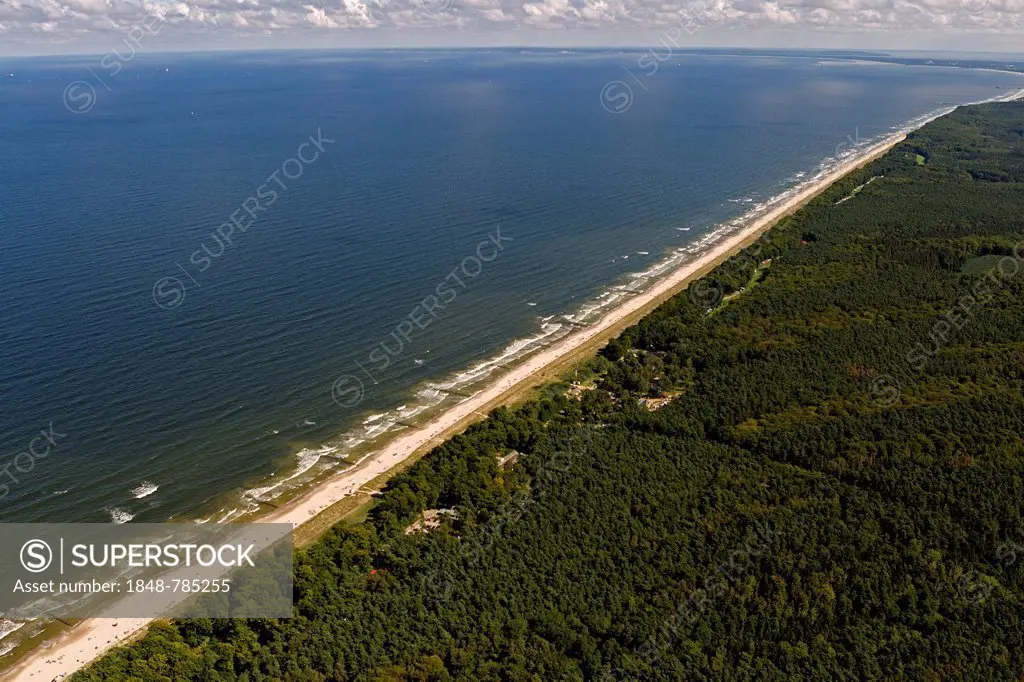 Aerial view, coast with a beach