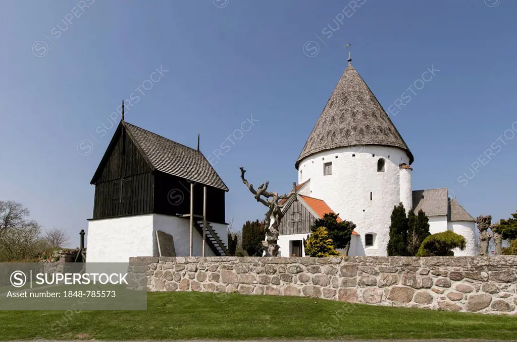 Saint-Ols Church, Sankt Ols Kirke, round church, historic fortified church with a separate bell tower