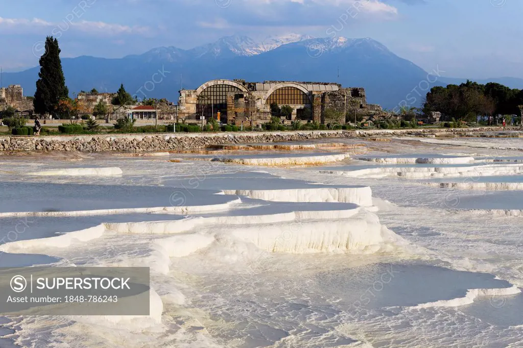 Travertine terraces of Pamukkale and Hierapolis Archeological Museum