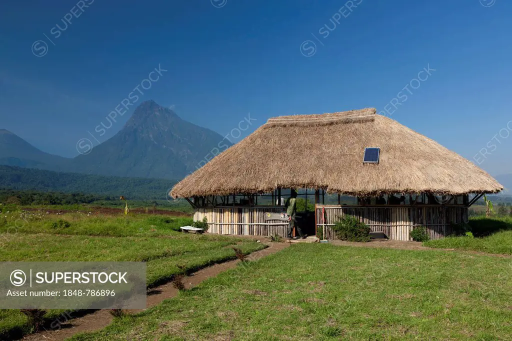 Park rangers' hut in the Virunga National Park at the foot of the Mount Mikeno volcano