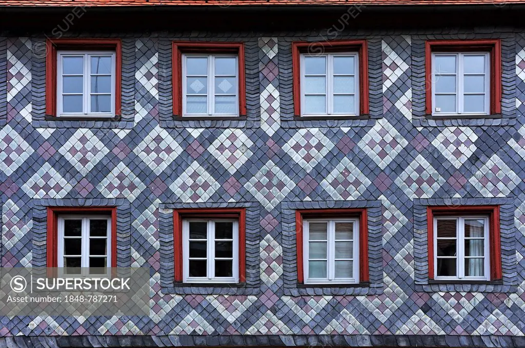 Old slate facade decorated with patterns, 17th century