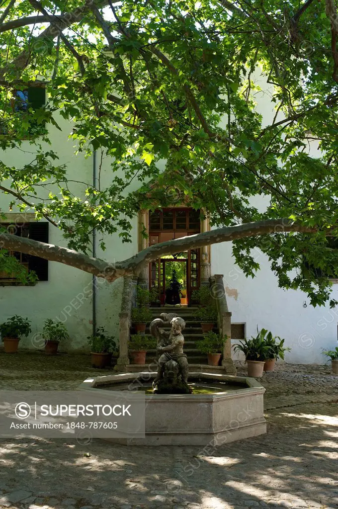Courtyard with a fountain, Jardines de Alfabia