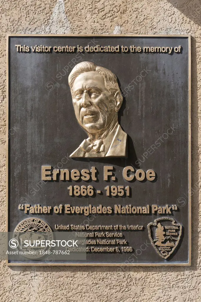 Plaque for Ernest F. Coe, founder of the Everglades National Park