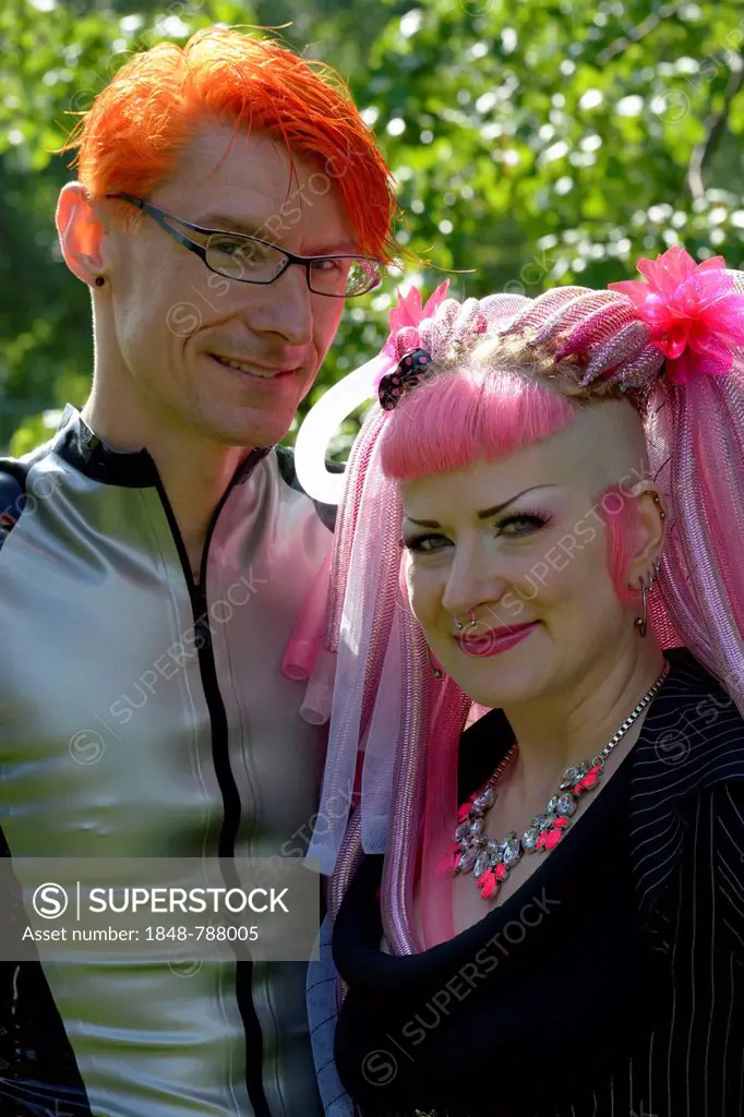 Young couple in scene clothes, Wave-Gotik-Treffen festival