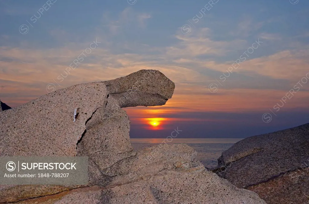 The bizarre rocks at the Gulf of Porto at sunset