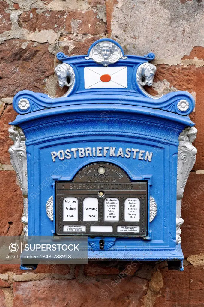 Mailbox, replica from 1896, on a sandstone wall