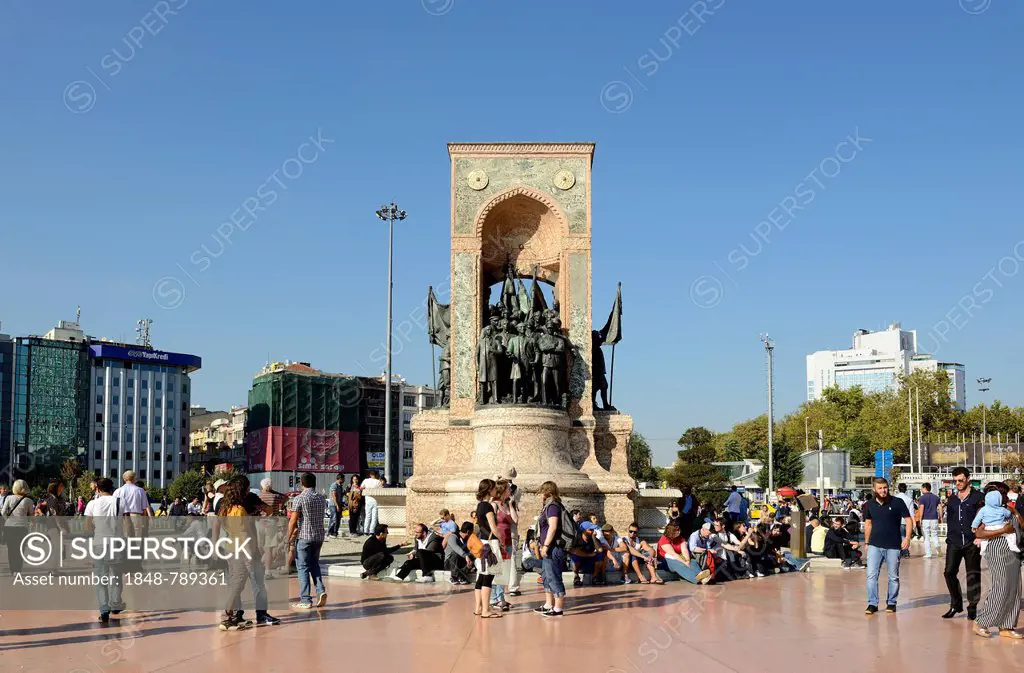 Taksim Square or Taksim Meydan, Mustafa Kemal Atatuerk with comrades, Monument of the Republic by Pietro Canonica
