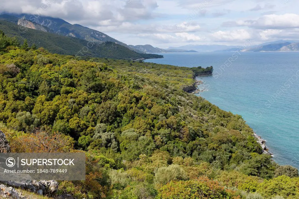North coast in Dilek National Park, island of Samos on the right