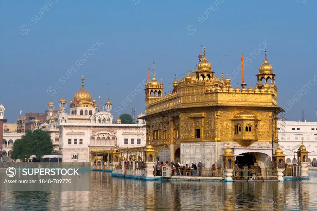 Hari Mandir or Golden Temple, in the sacred lake of Amrit Sagar, the main shrine of the Sikh religious community