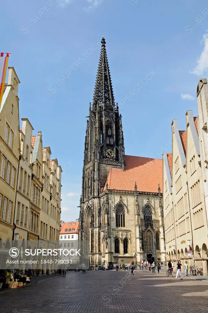 St. Lamberti Church, St Lambert's Church, Prinzipalmarkt street, gabled houses