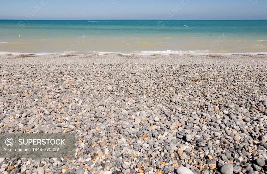 Stoney beach near Dieppe, Normandy, France, Europe