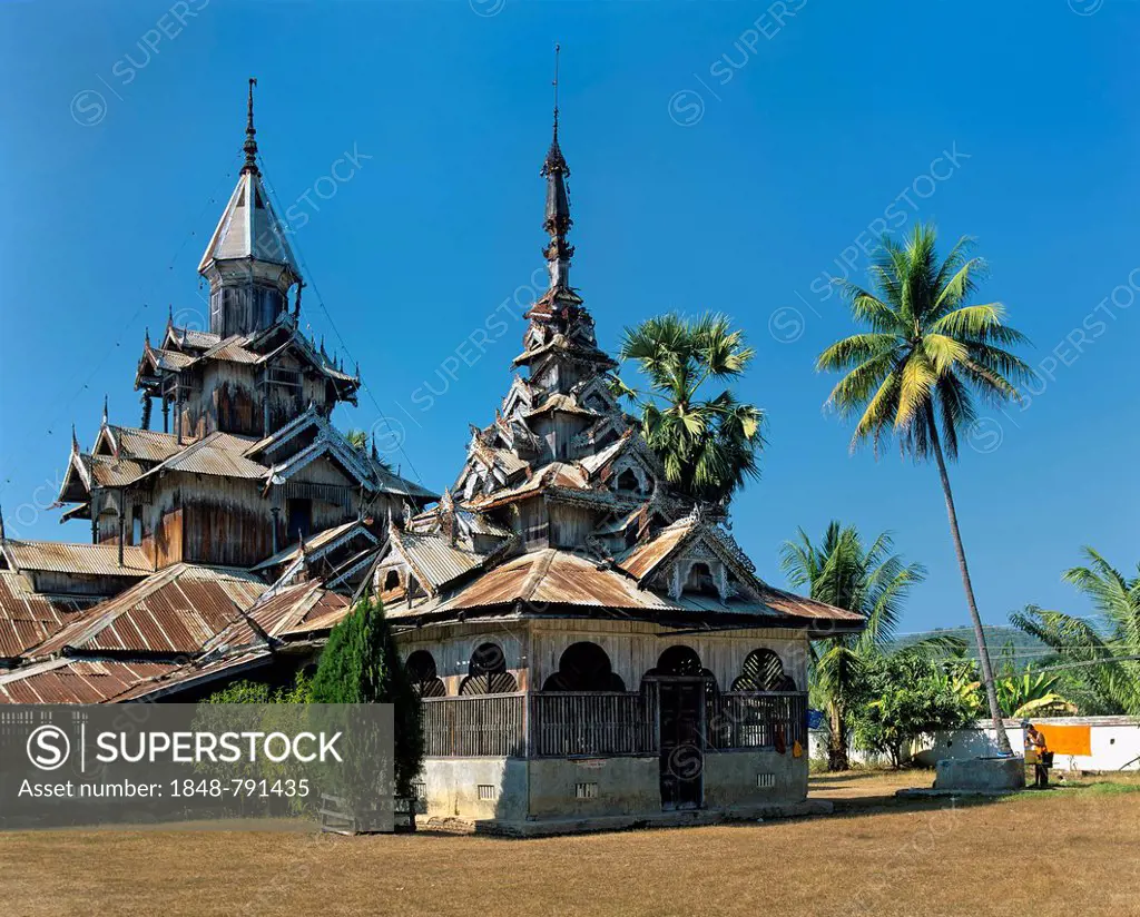 Historic temple built in a Burmese style, monastery