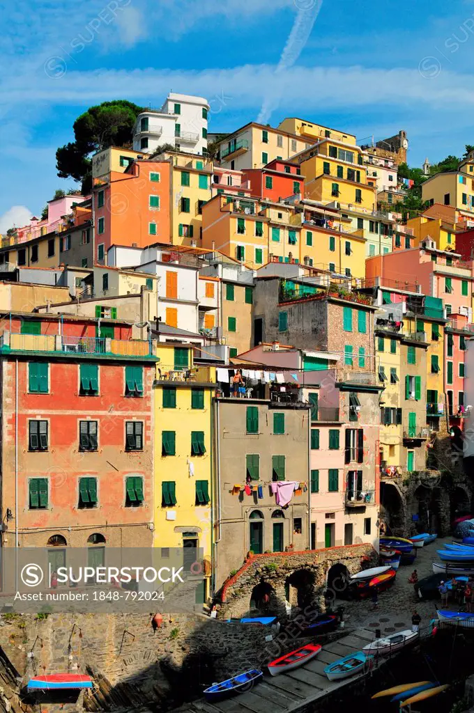 Colourful houses built on the steep rocks