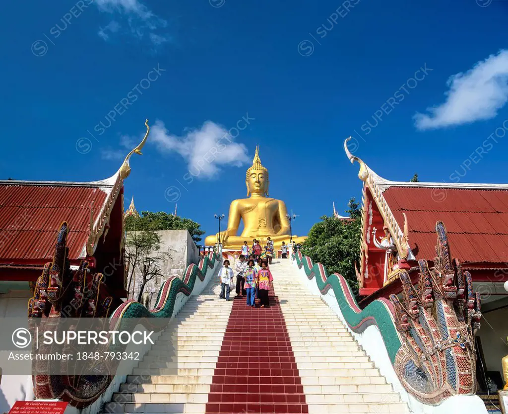 Stairs to the 12m high Big Buddha statue, Wat Phra Yai Temple