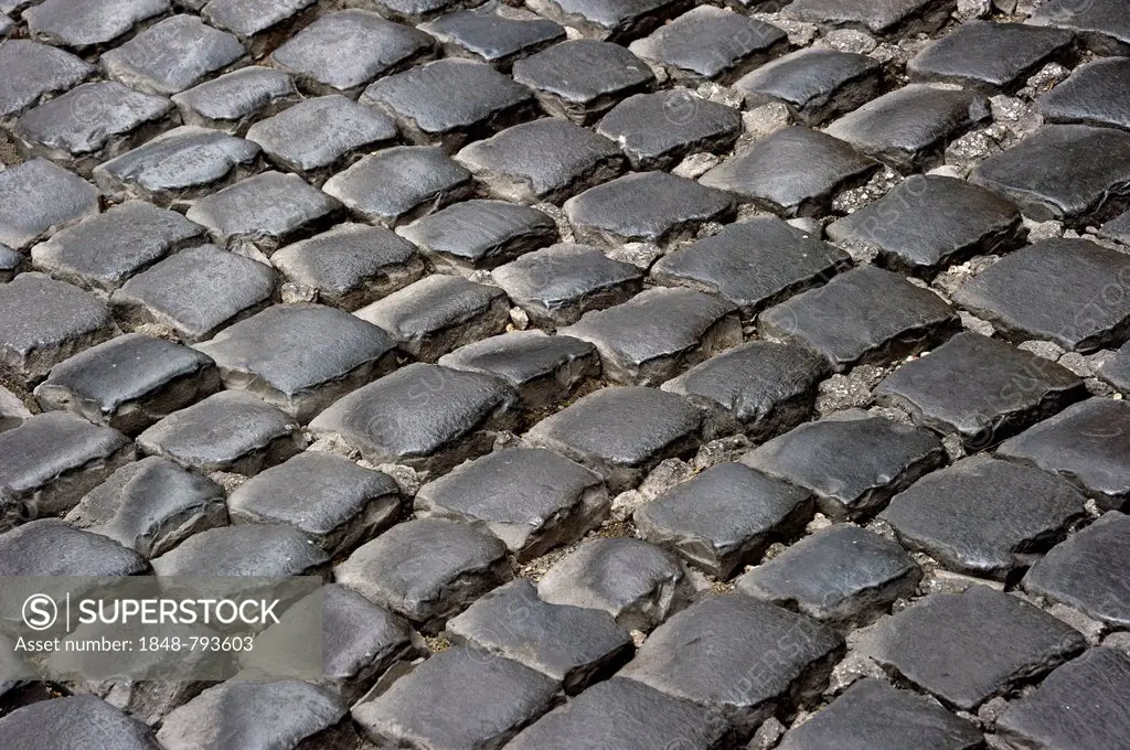 Loose cobblestones in the historic centre of Rome