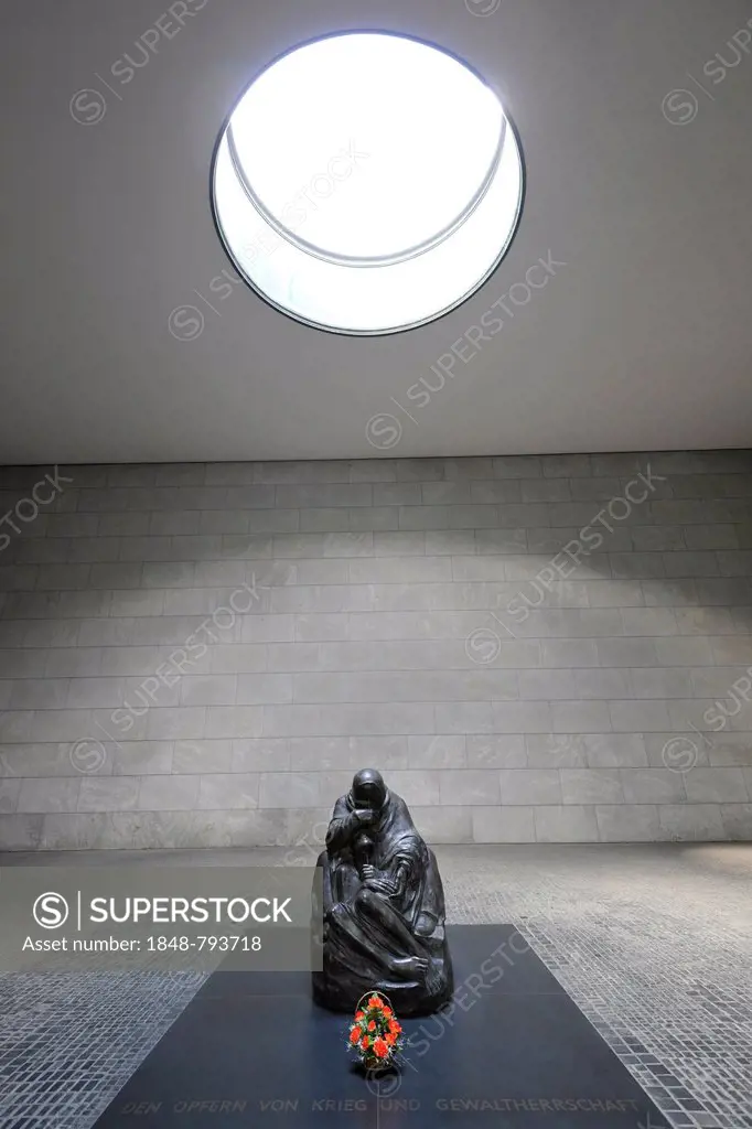 Memorial sculpture, Pieta by Kaethe Kollwitz in the Neue Wache Memorial, Schinkelbau building by Karl Friedrich Schinkel