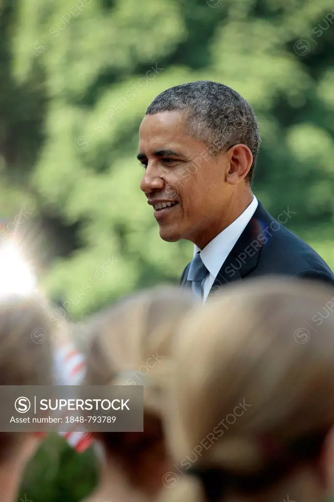 President Barack Obama during the welcoming ceremony at Bellevue Palace