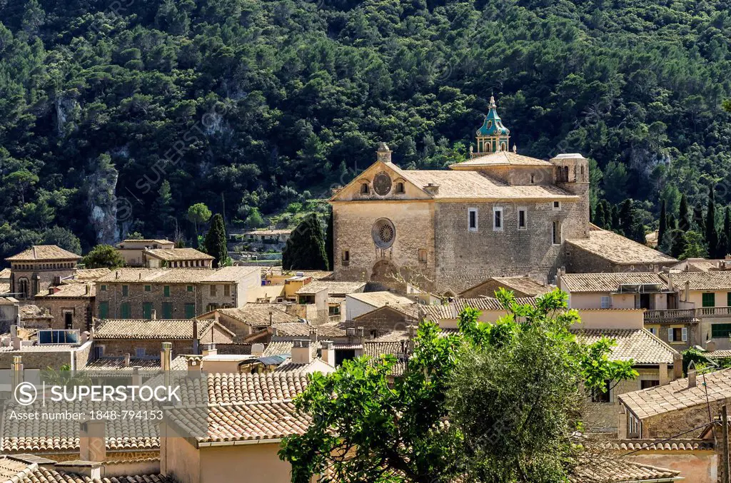 Townscape with the Charterhouse or the Royal Carthusian Monastery of Valldemossa