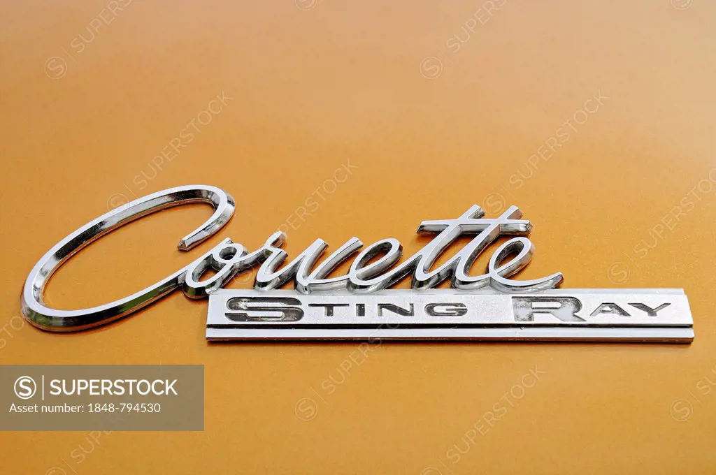 Chevrolet Corvette Sting Ray, logo, lettering, American vintage sports car