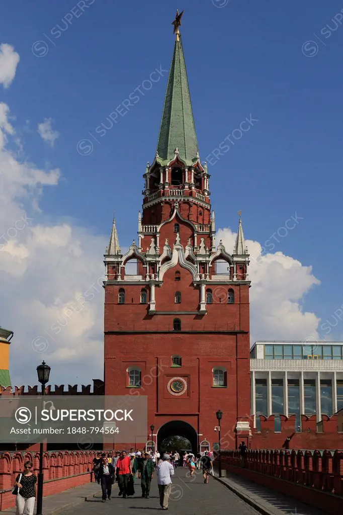 Troitskaya Tower or Trinity Tower with the main entrance to the Kremlin