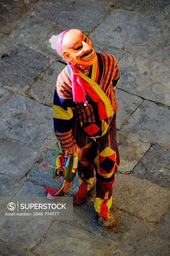Performing artist at a monastery festival in Jakar Dzong fortress