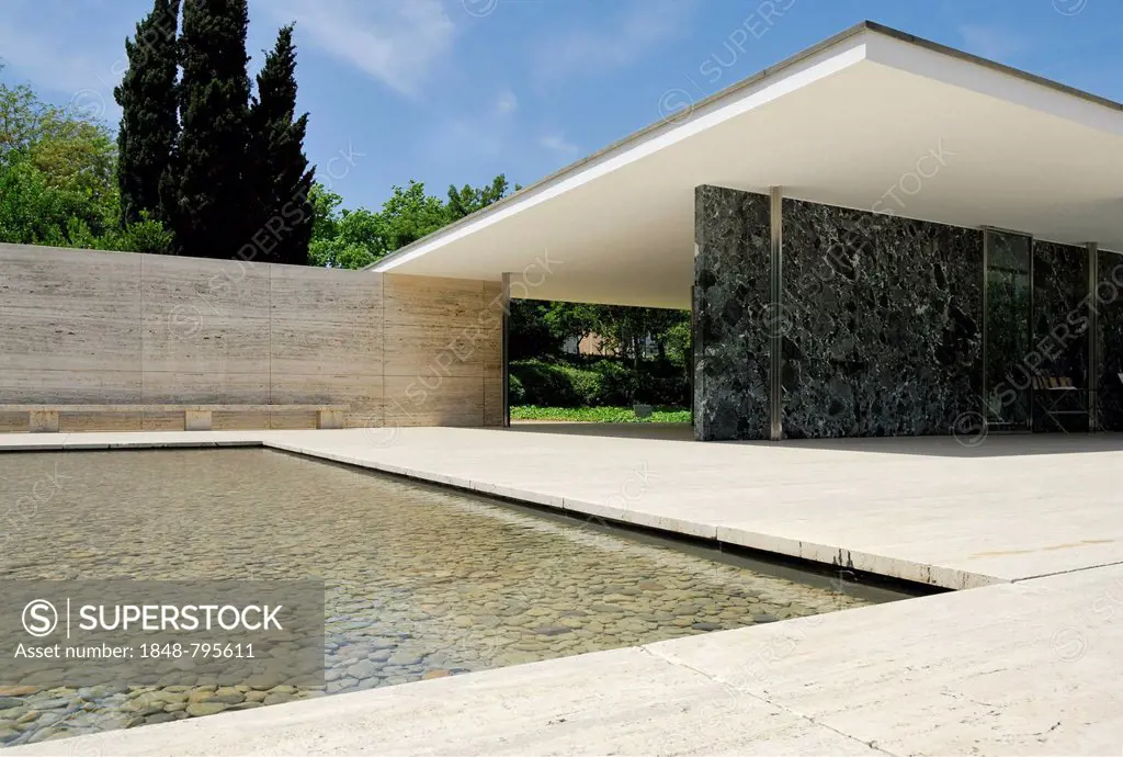 Barcelona Pavilion, reconstructed German Pavilion for the 1929 Barcelona International Exposition, by architect Ludwig Mies van der Rohe
