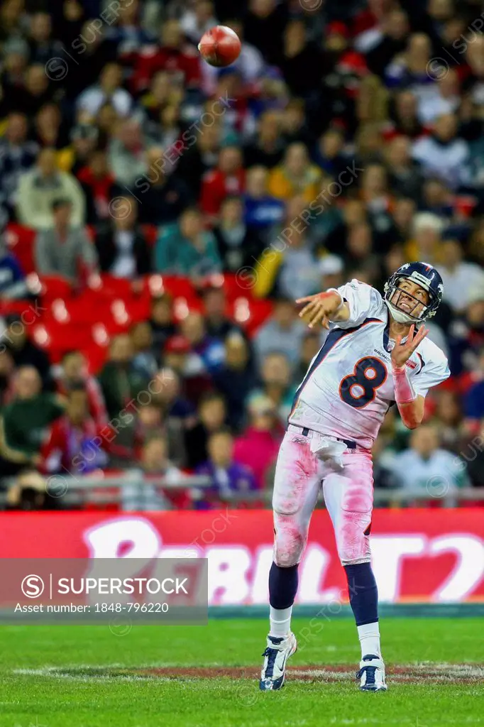 QB Kyle Orton, #08 Broncos, passes the ball during the NFL International game between the San Francisco 49ers and the Denver Broncos on October 31, 20...