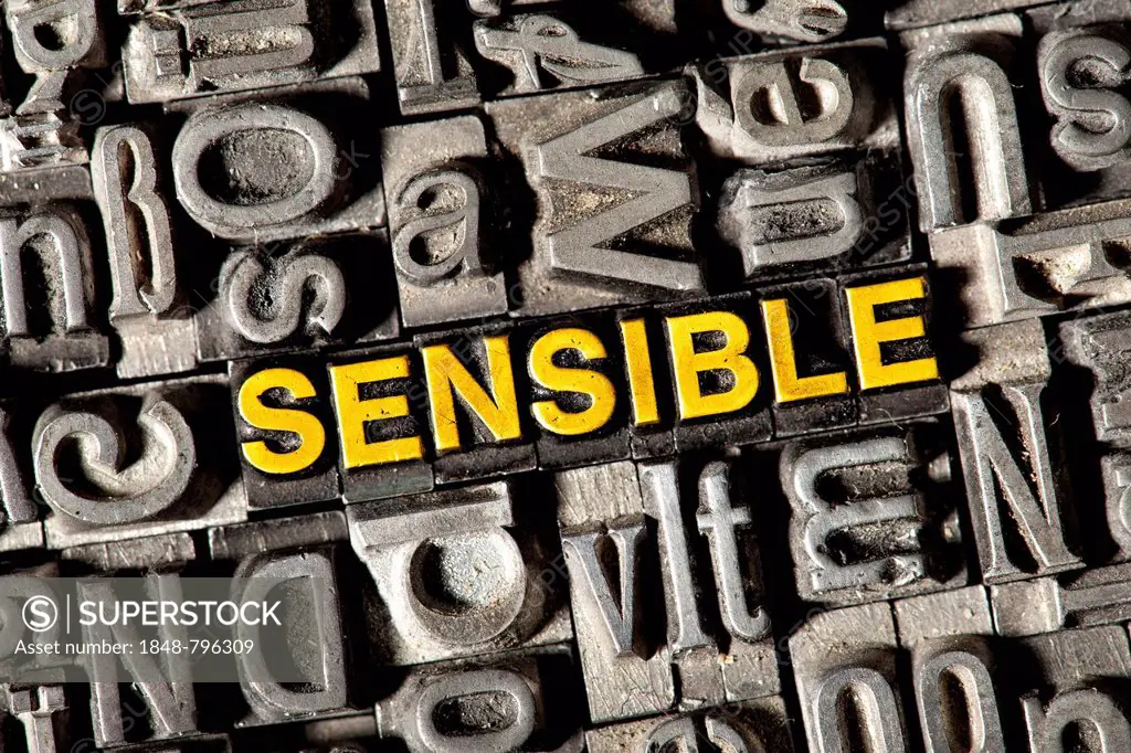 Old lead letters forming the word SENSIBLE