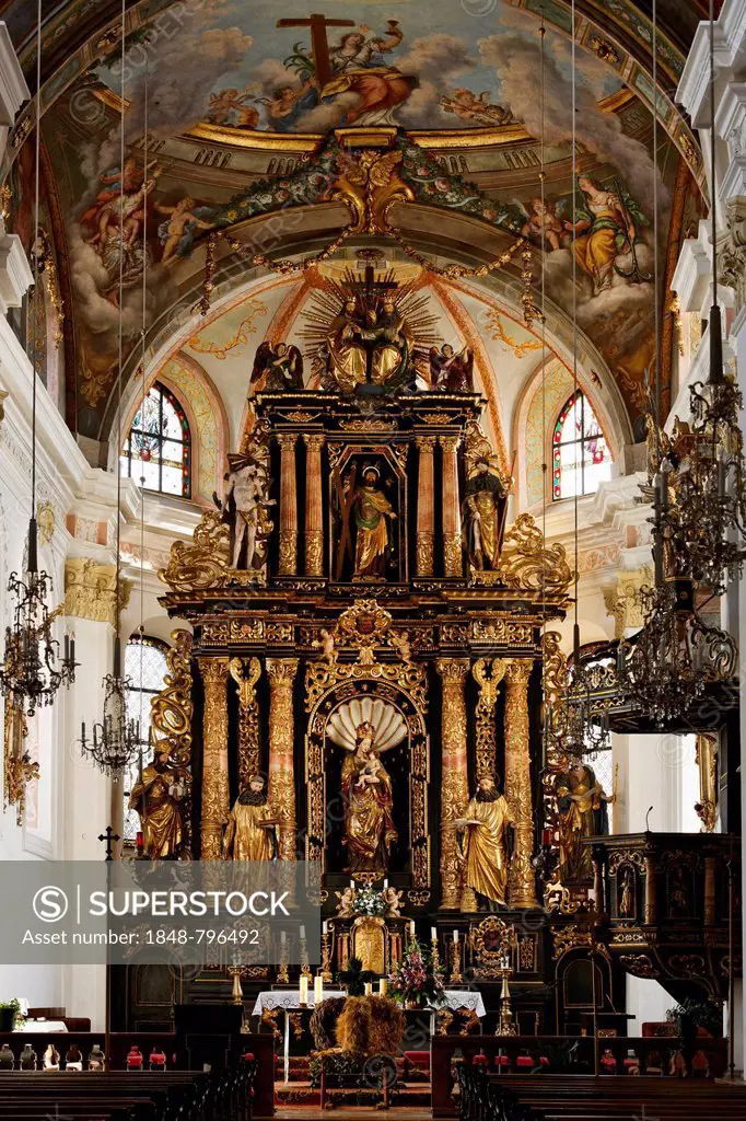 Altar former abbey church of Gleink Abbey, Steyr, Traunviertel region, Upper Austria, Austria, Europe