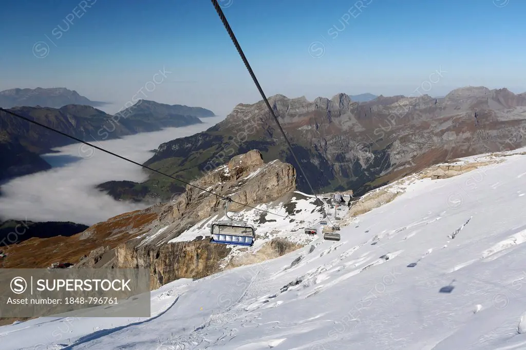 Ice Flyer chairlift, Titlis Mountain, Obwalden, Switzerland, Europe